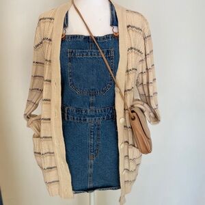 Cozy Neutral Striped Knit Cardigan Sweater